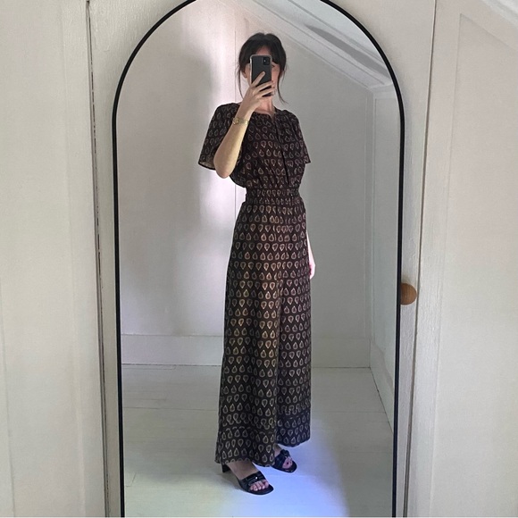 Anthropologie The Somerset Wide Leg Jumpsuit in Black Motif